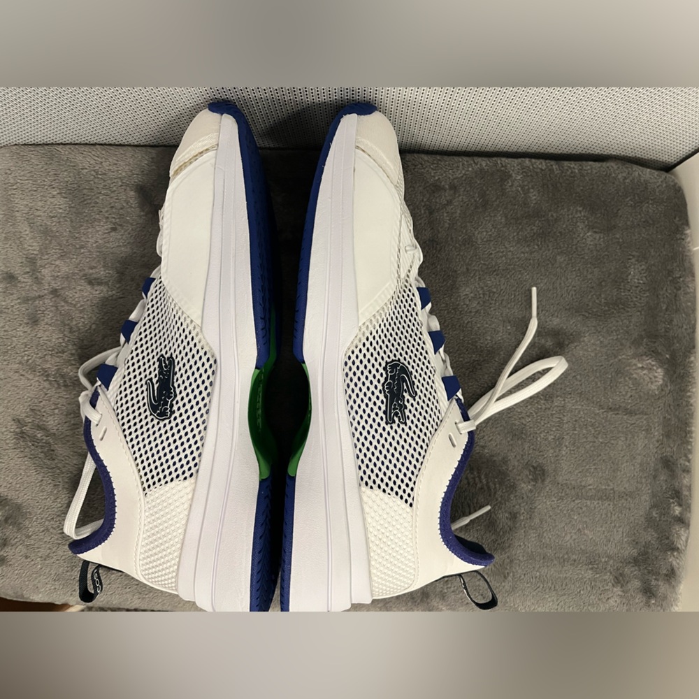 Lacoste AG-LT 21 men’s sneakers OrthoLite anti-microbial footbed. White blue 9.5 - Picture 10 of 12